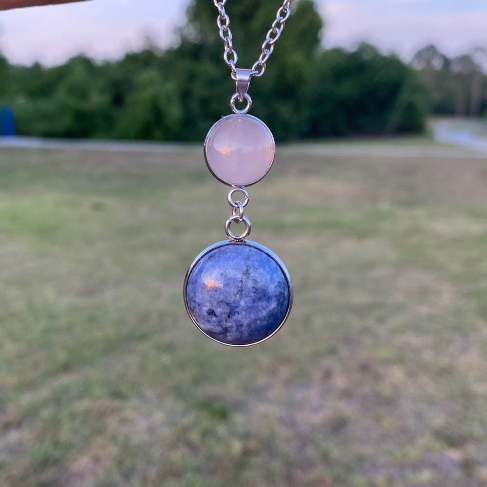 Round crystal double bezel pendant